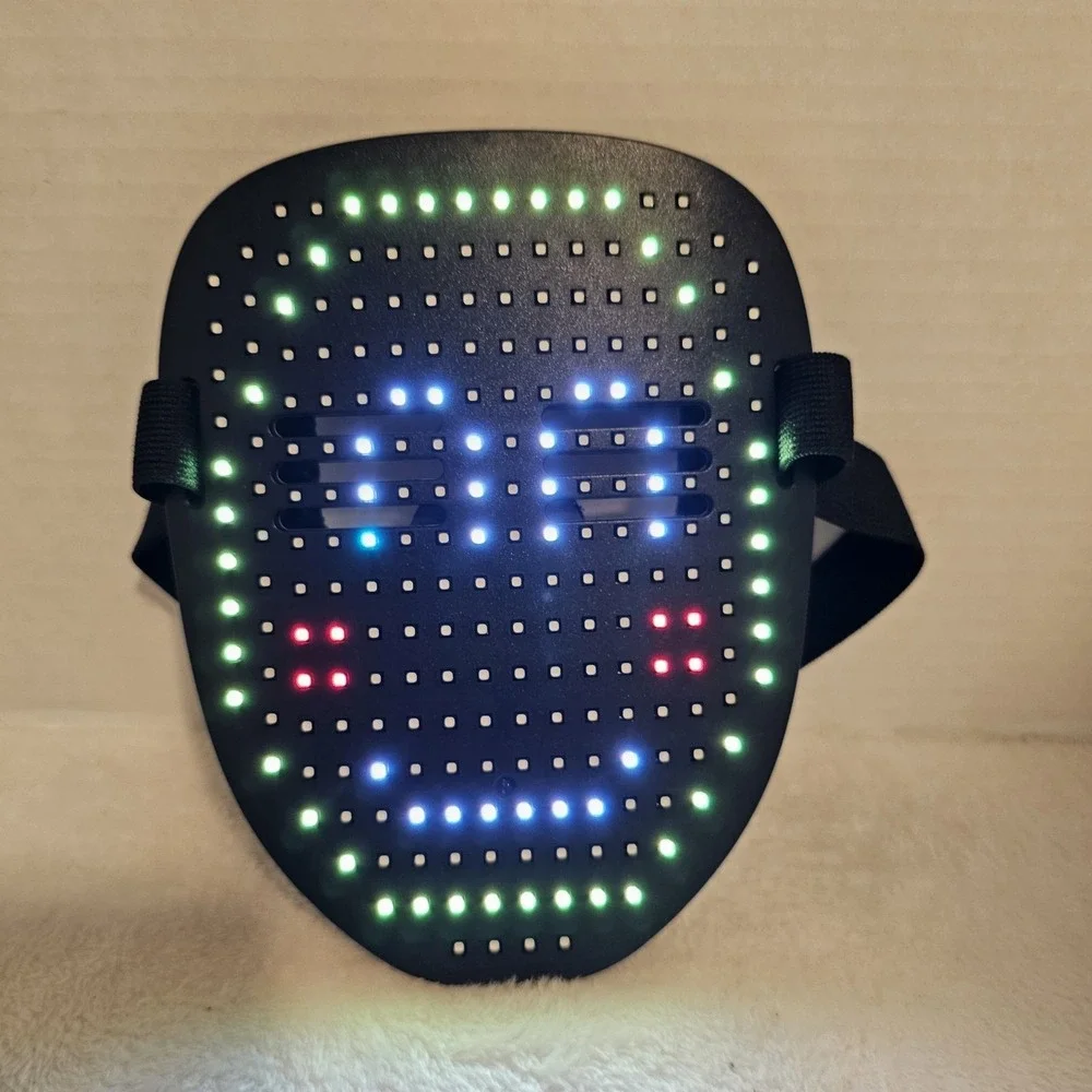 LED Face Mask - Adjustable Strap - USB Charge - Halloween Cosplay Multiple Modes